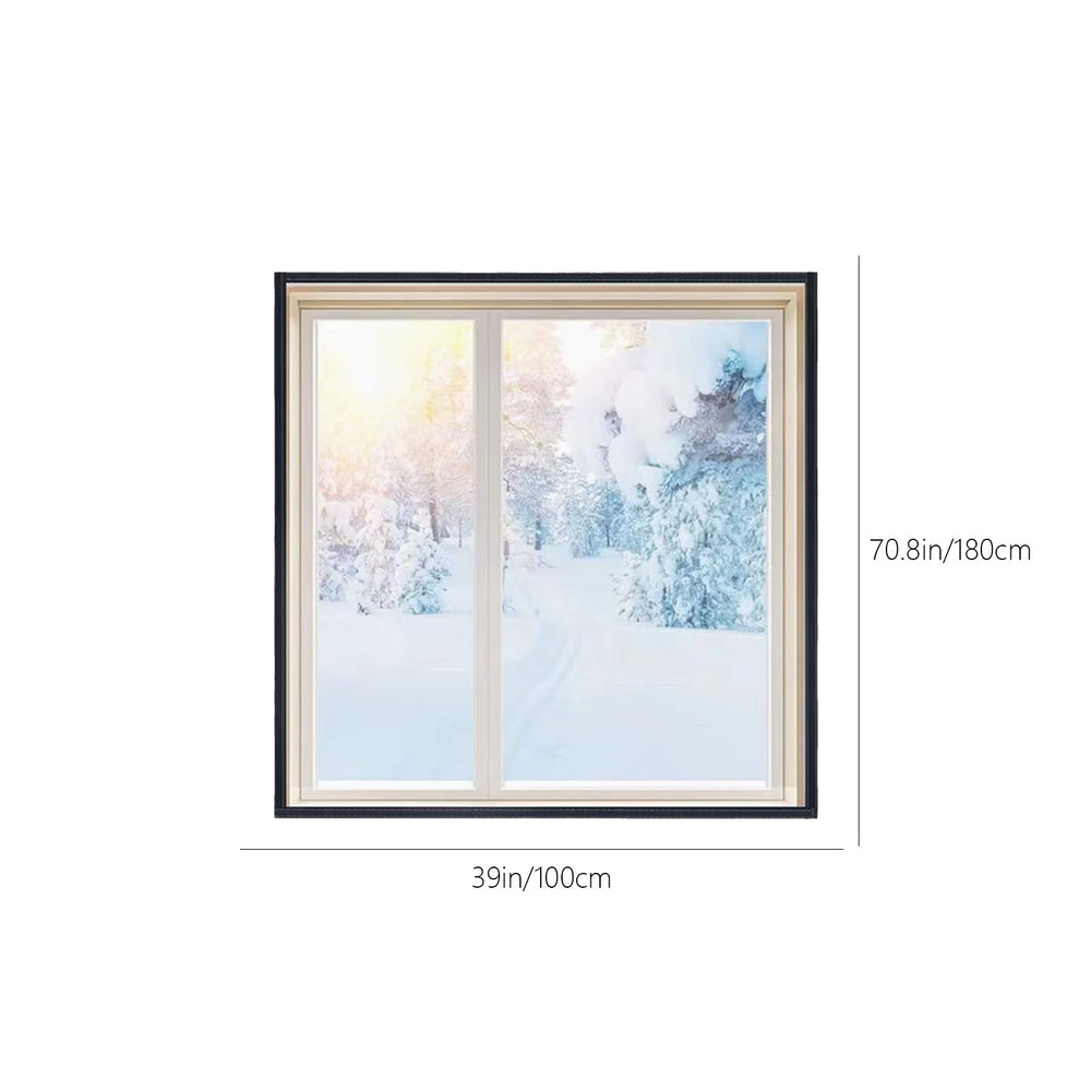Winter Window Insulation Kit - 39"x70.8" Clear Thermal Coverings, Reusable Transparent Film with Black Edging for Maximum Warmth