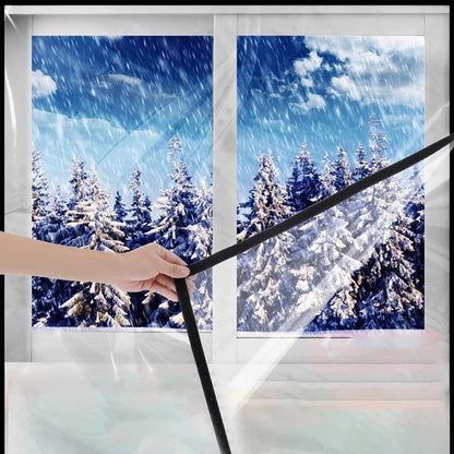 Winter Window Insulation Kit - 39"x70.8" Clear Thermal Coverings, Reusable Transparent Film with Black Edging for Maximum Warmth