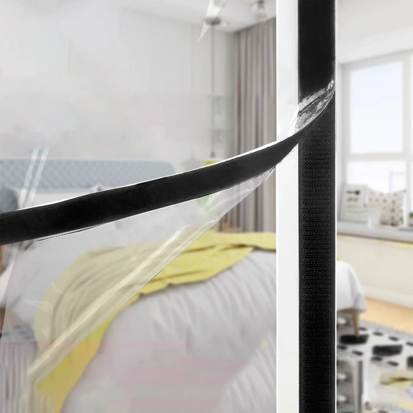 Winter Window Insulation Kit - 39"x70.8" Clear Thermal Coverings, Reusable Transparent Film with Black Edging for Maximum Warmth